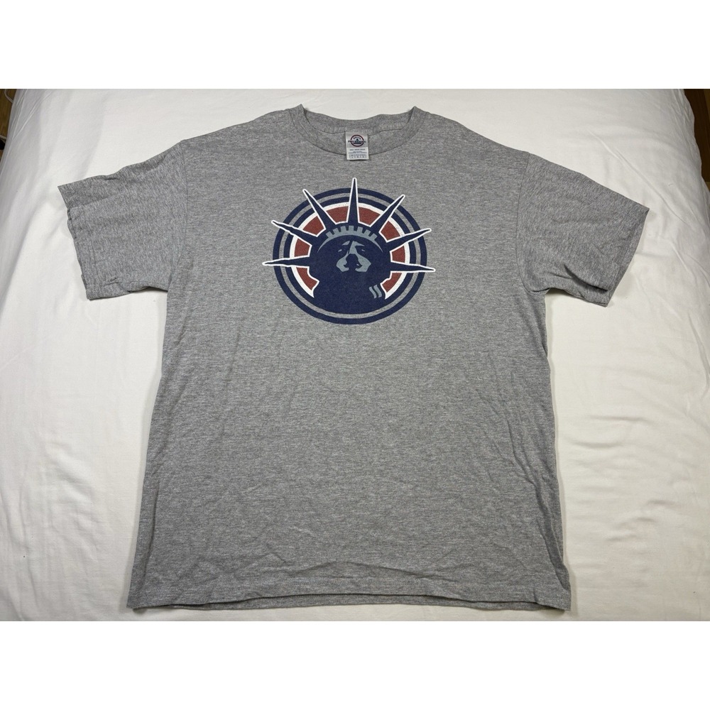 Vintage Y2K New York Rangers T Shirt Large Gray Delta Pro Weight Lady Liberty
